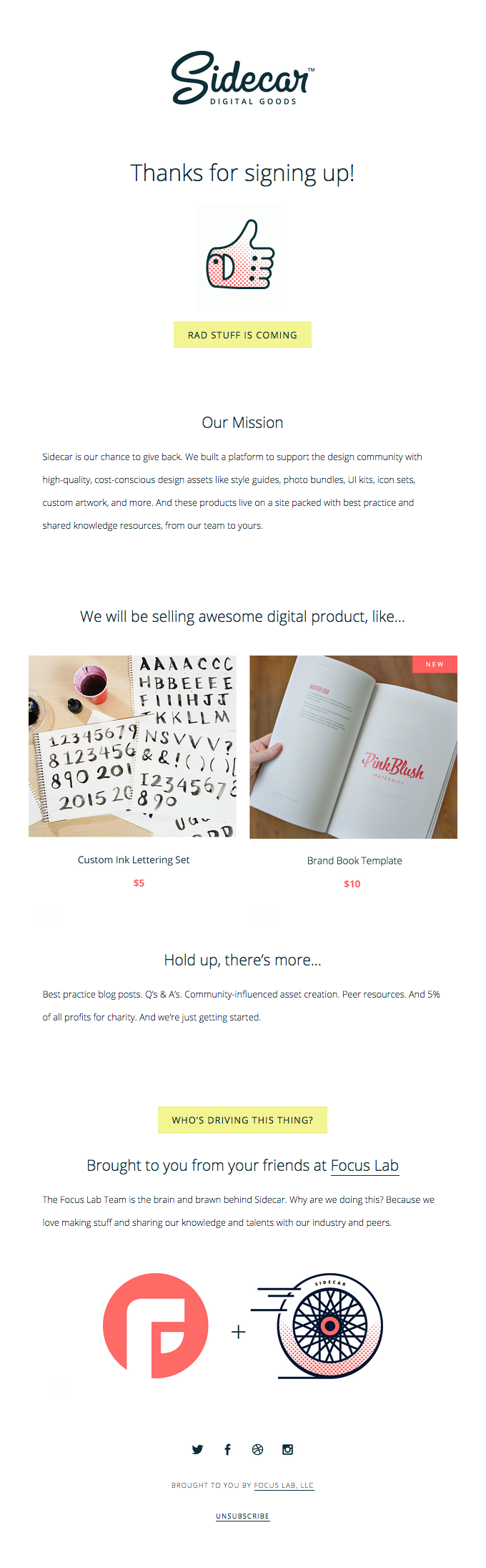 Sidecar subscription confirmation email