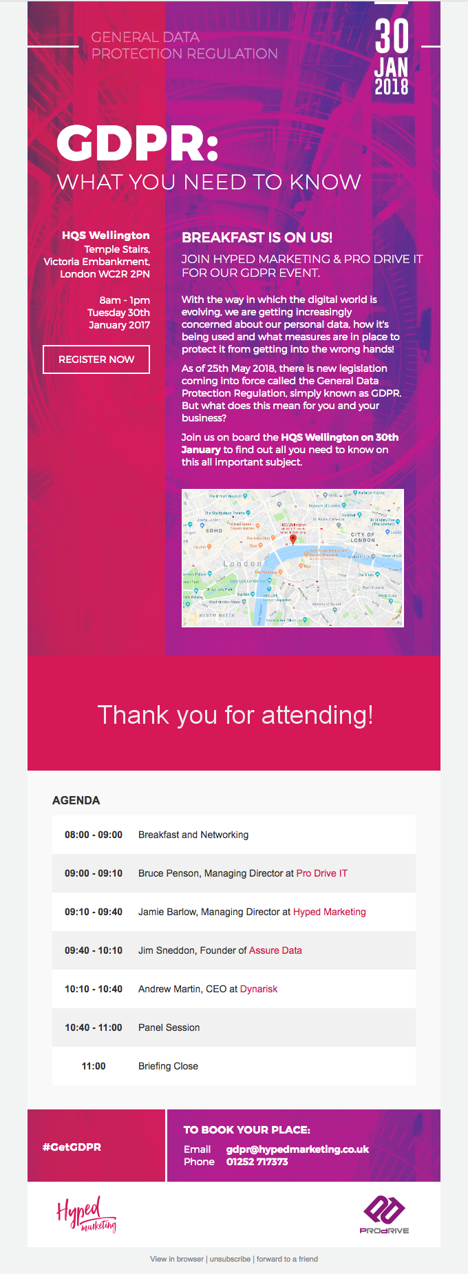 Event confirmation email 