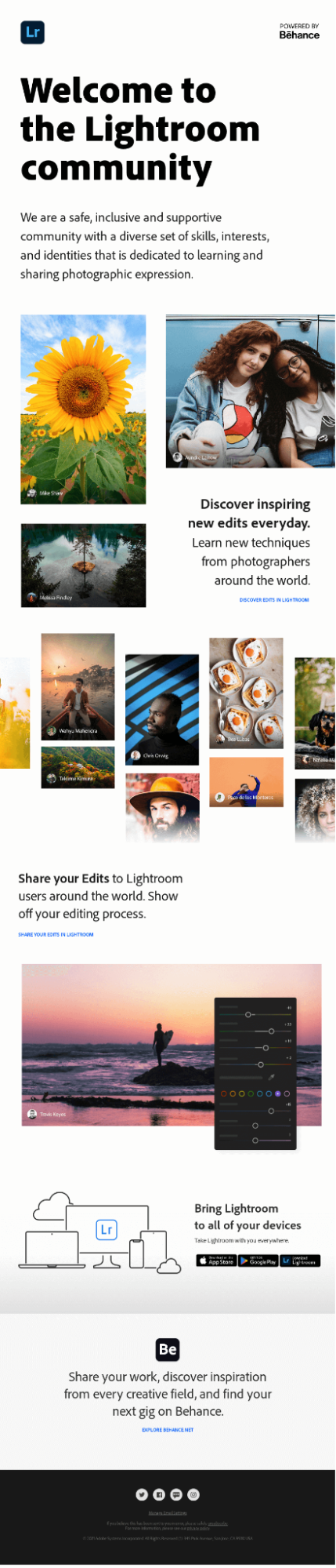 Adobe Lightroom Welcome Email