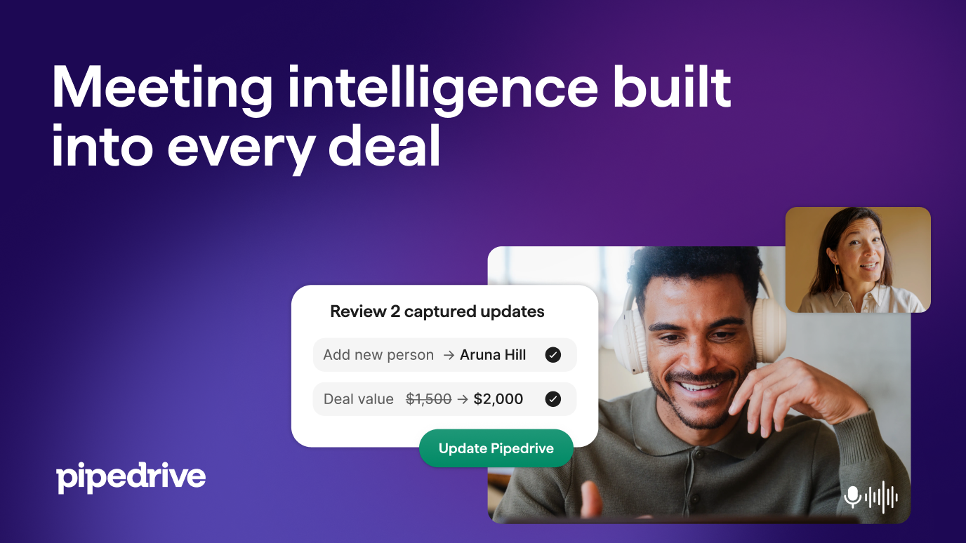 Imagen: Pipedrive Imagen oficial del lanzamiento de Pipedrive Nova, herramienta de IA para reuniones de ventas