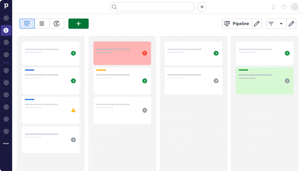 Pipedrive pipeline board showing deals organized across four sales stages