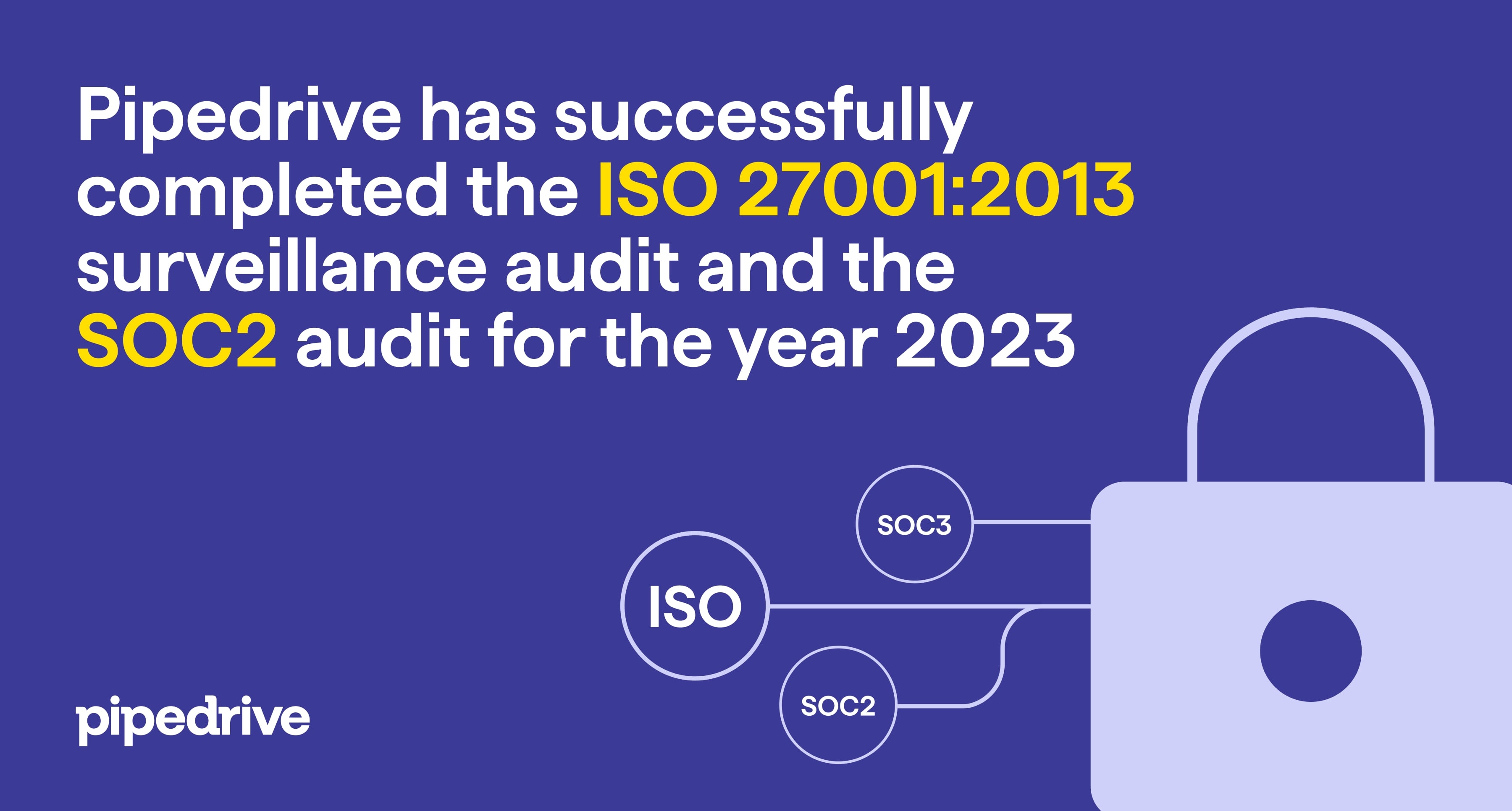 Pipedrive has successfully completed the ISO 27001:2013 surveillance