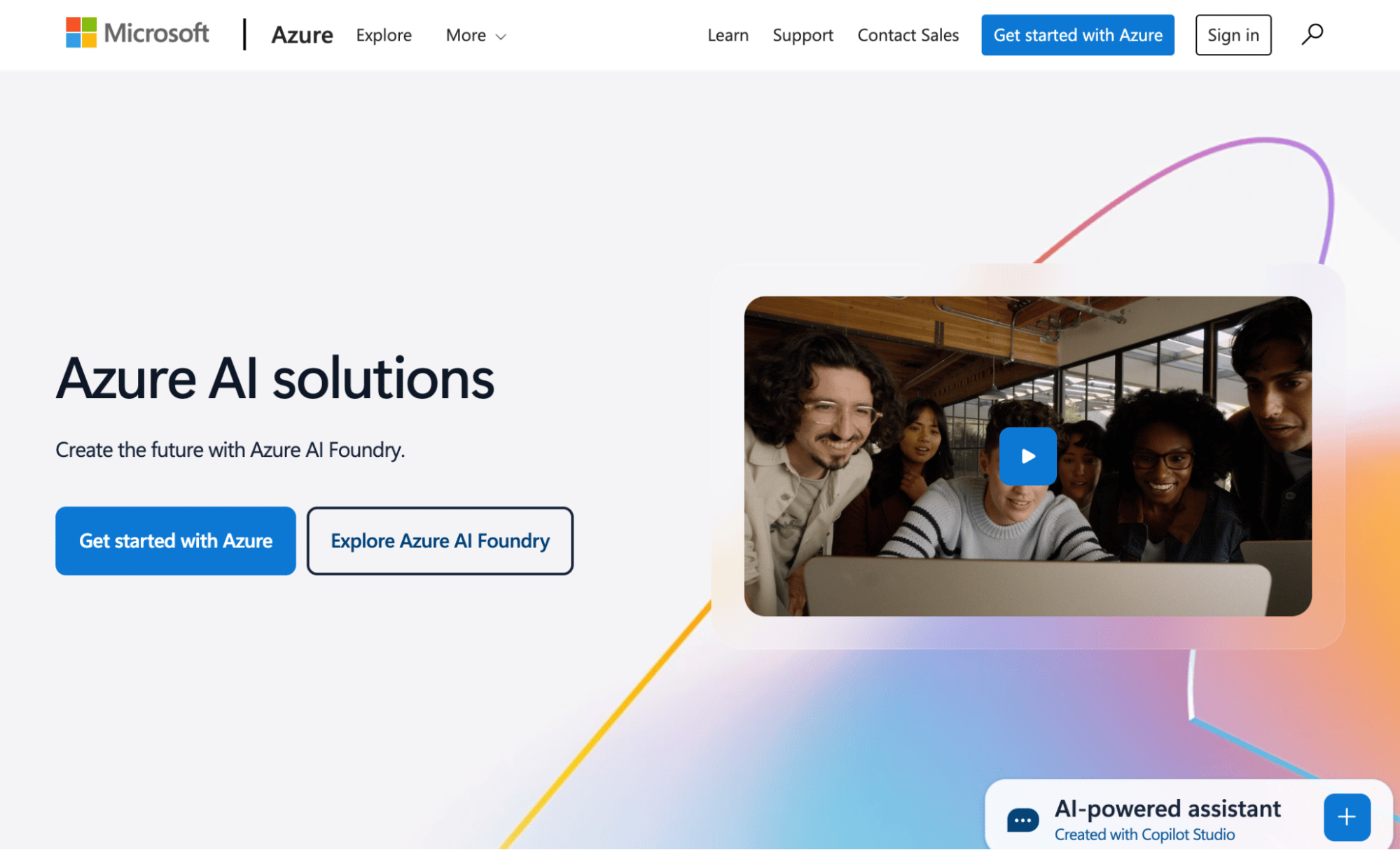 AI as a service Microsoft Azure homepage