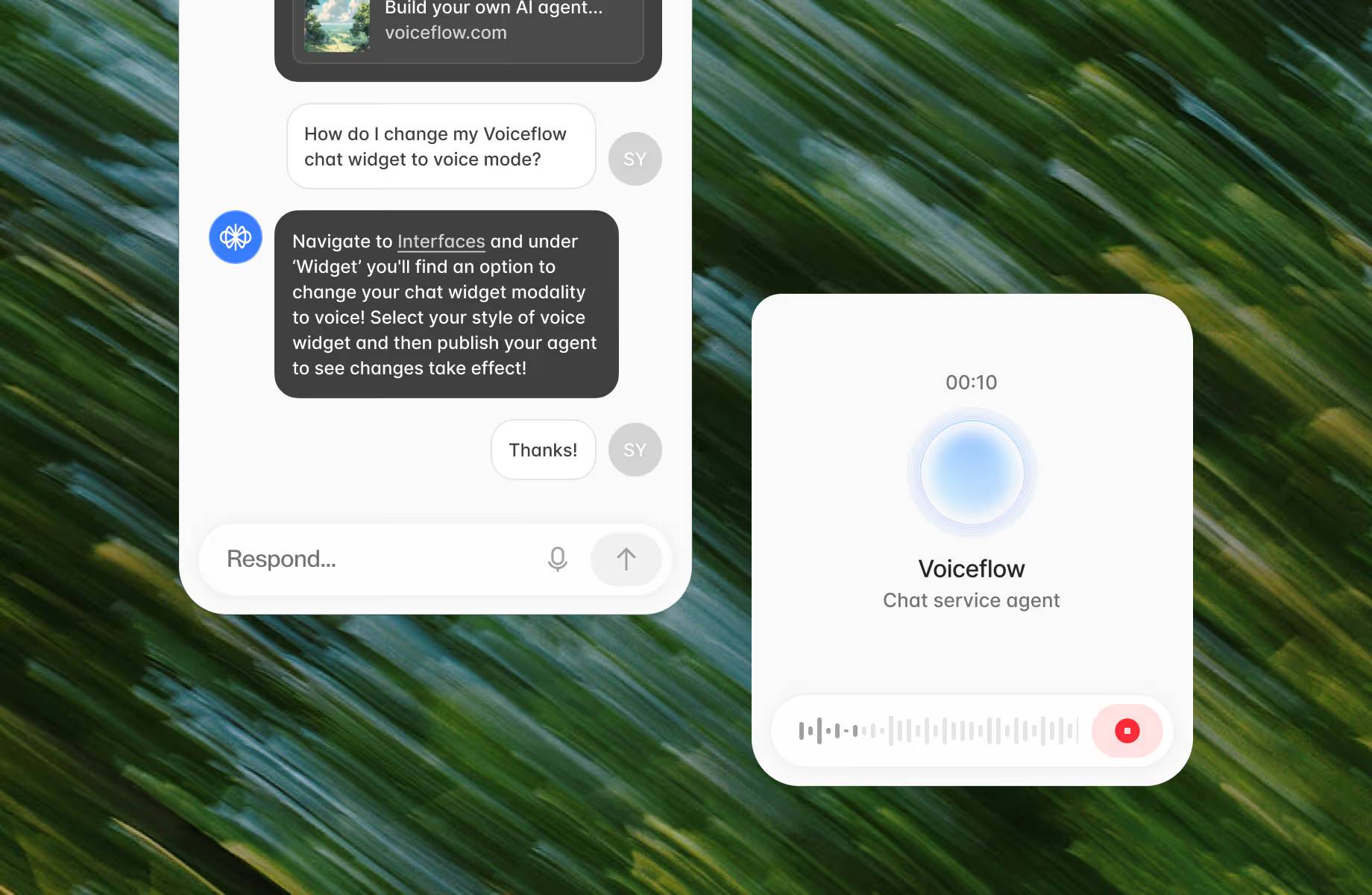 AI chatbot for sales Voiceflow chat agent