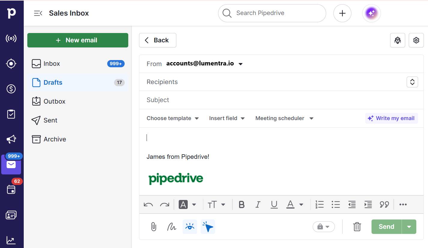 AI prospecting tools Pipedrive AI email write