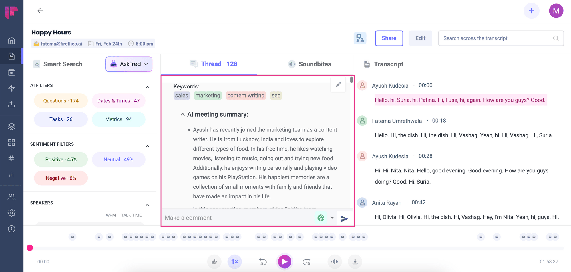 AI for sales calls Fireflies.ai