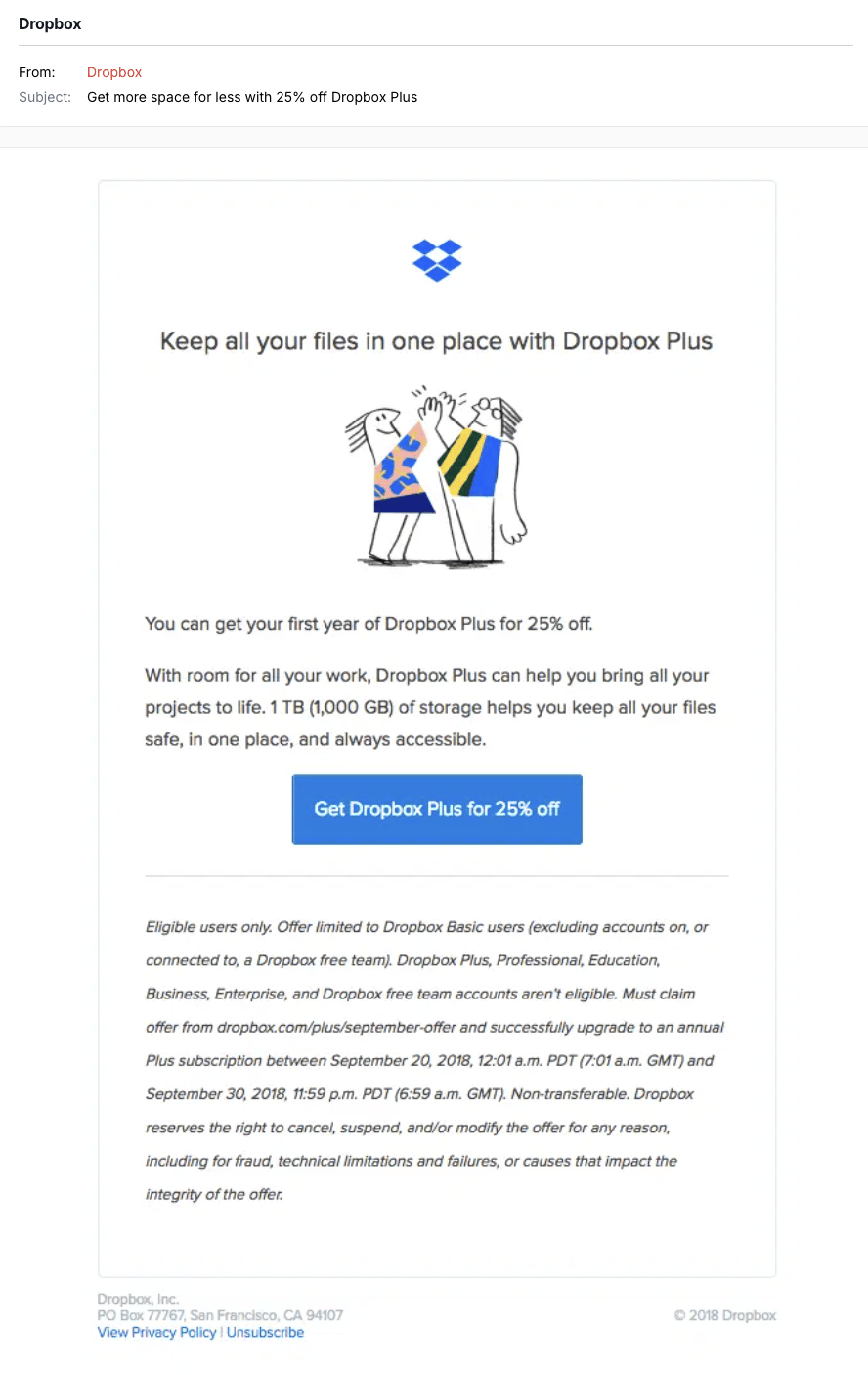 Abandoned cart email discount example