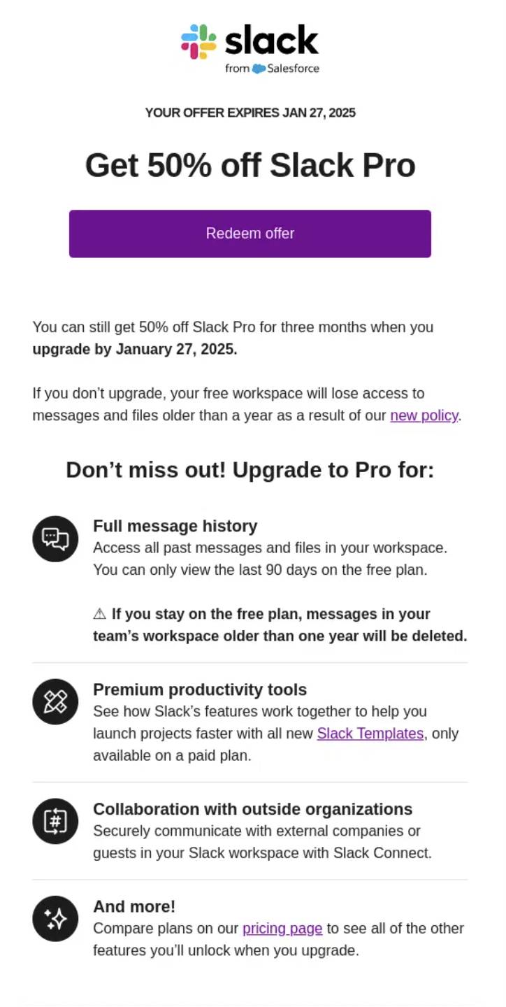 Abandoned cart email scarcity example