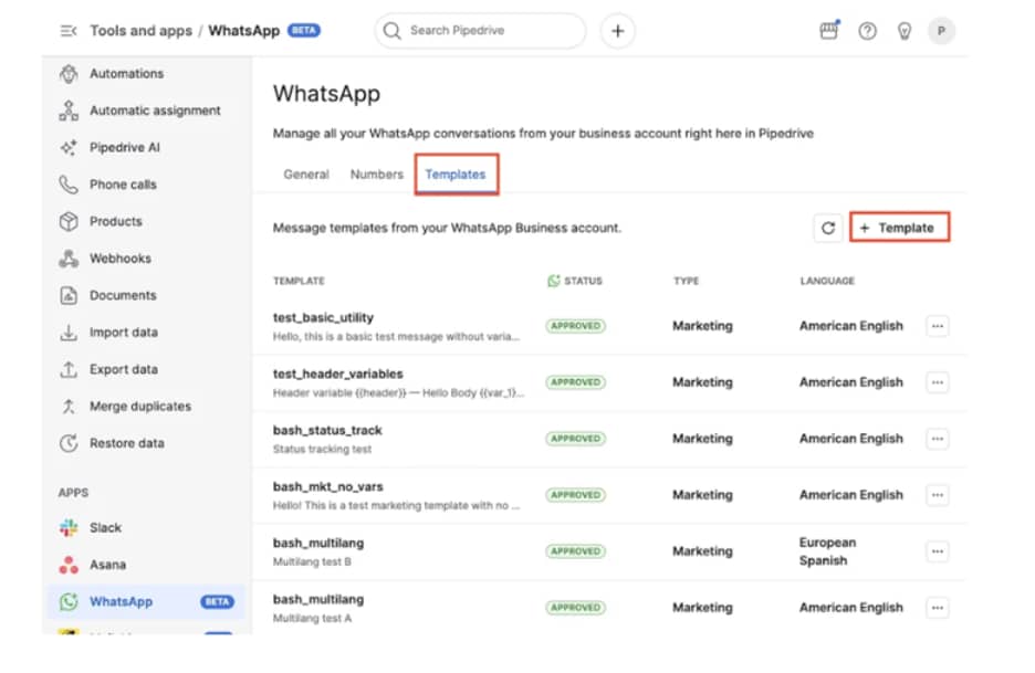 Adding a new WhatsApp message template