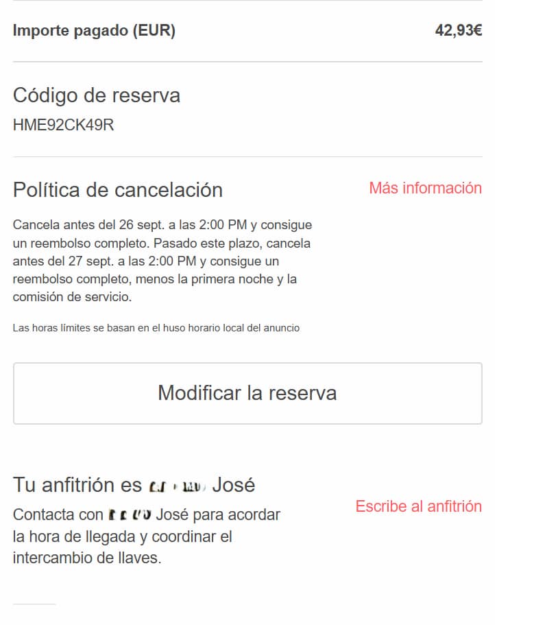 Airbnb Email de confirmacion