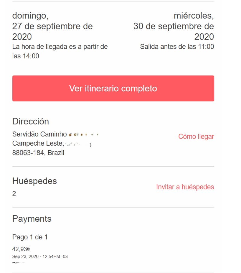 Airbnb email de confirmacion