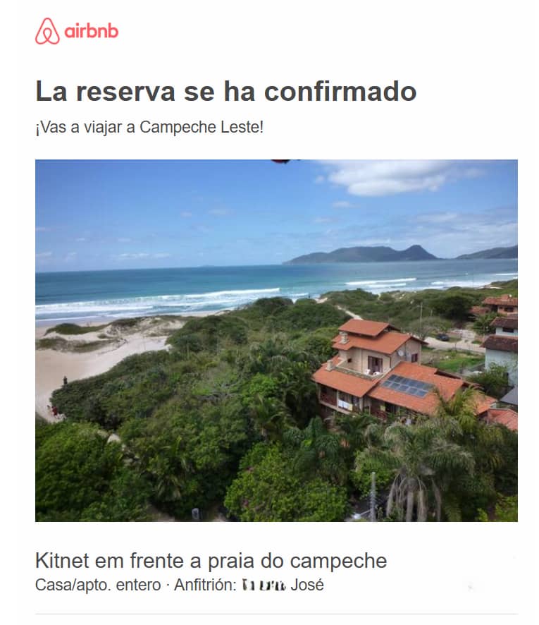 Air BnB booking confirmation