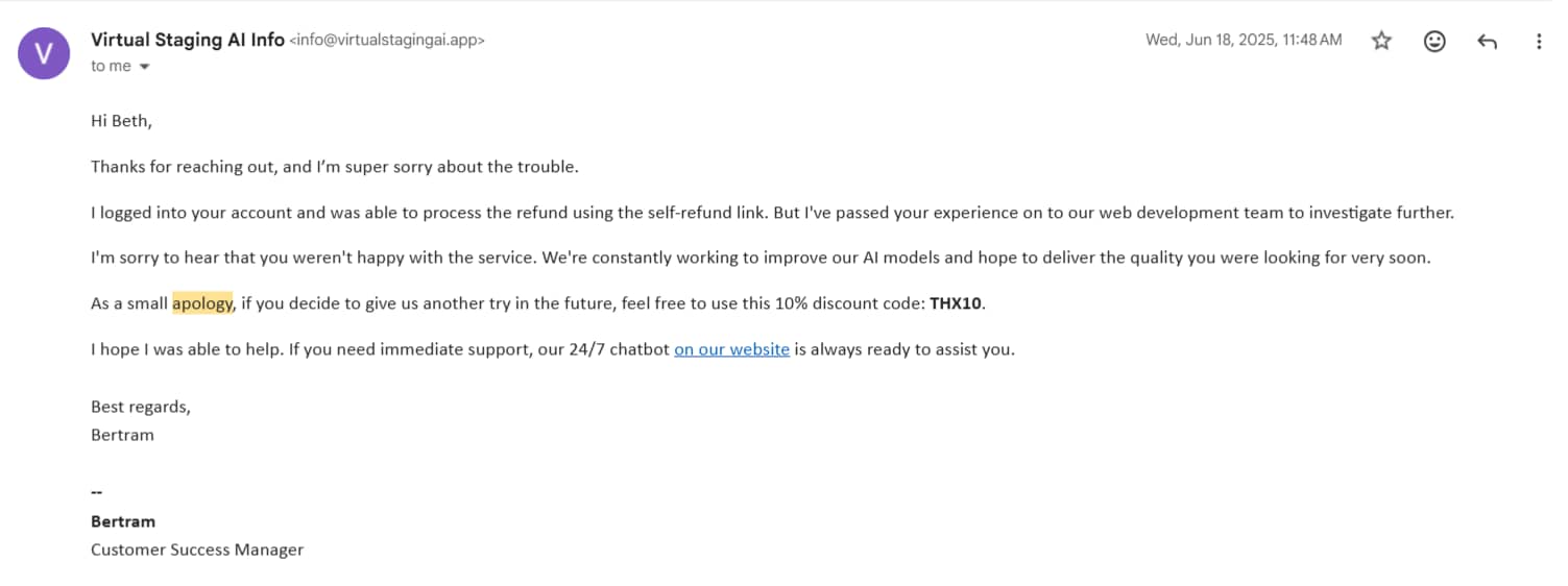 Apology email to customers Pipedrive quality issue