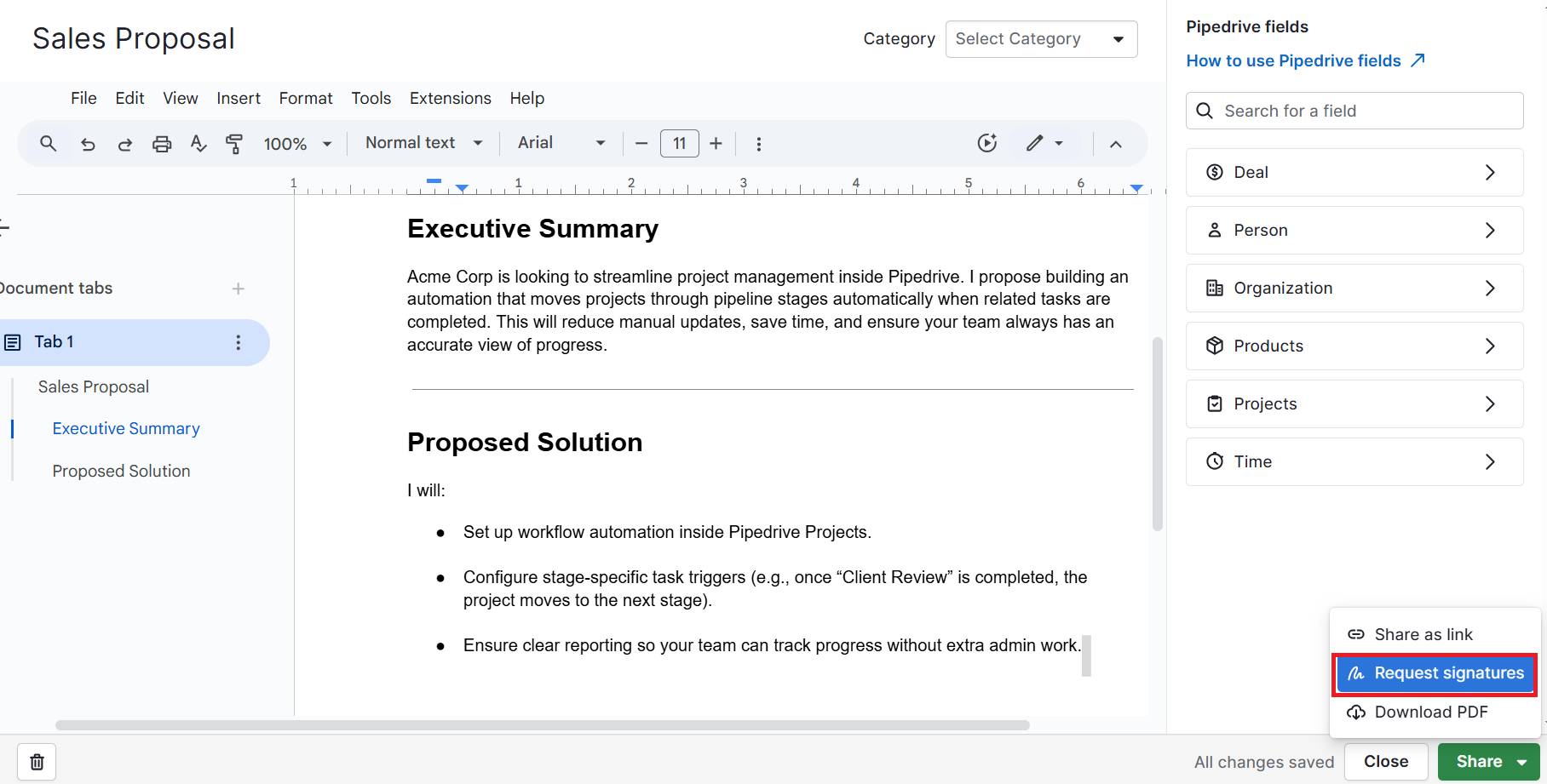 Approval management software Smart Docs example