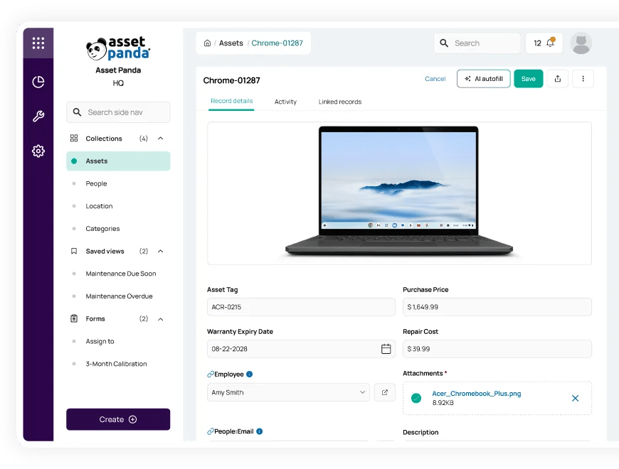 Asset inventory management software Asset Panda