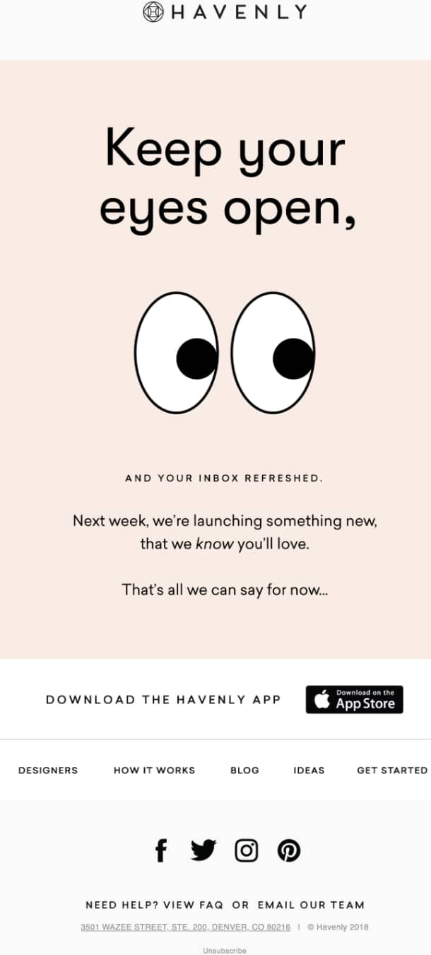 B2B email marketing examples Havenly