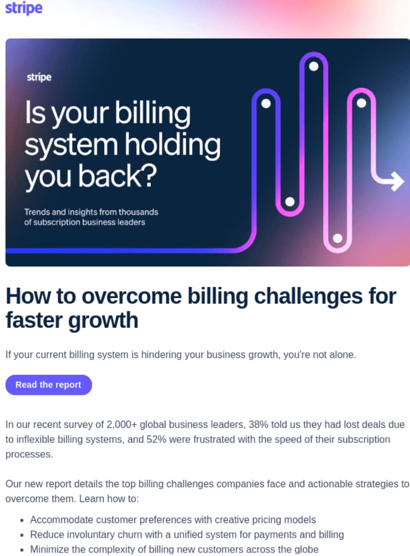 B2B email marketing examples Stripe