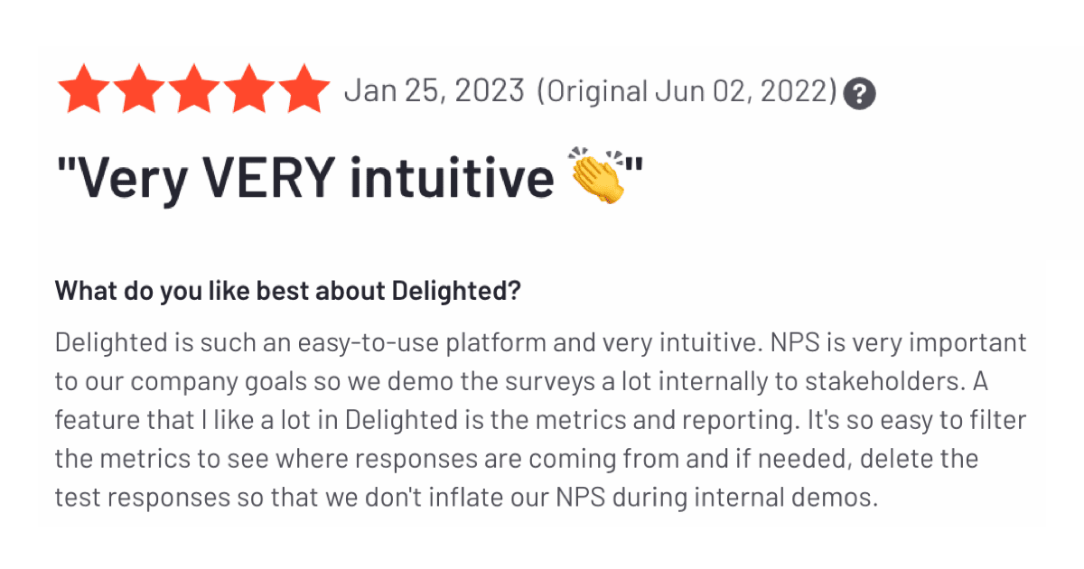 B2B framework Delighted customer review