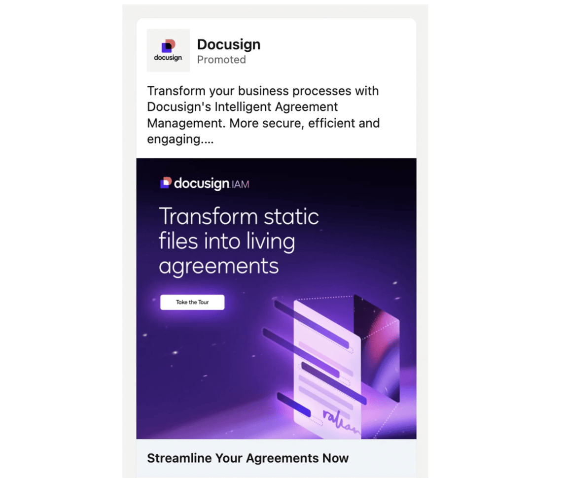 B2B framework Docusign LinkedIn ad