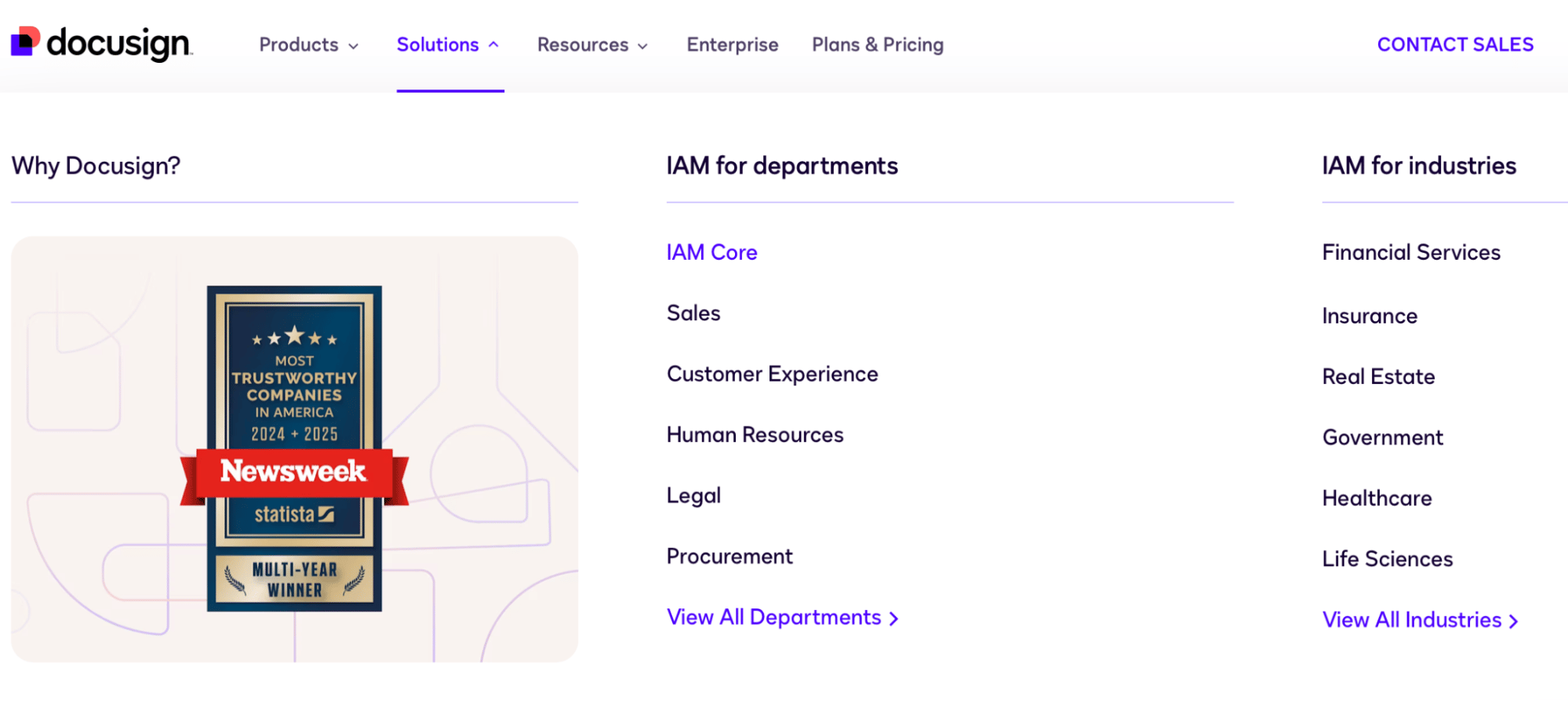 B2B framework Docusign homepage 