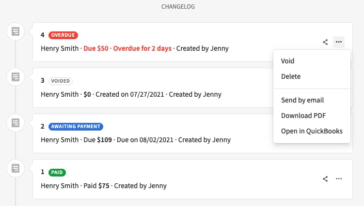 Basic invoice template Pipedrive invoice status