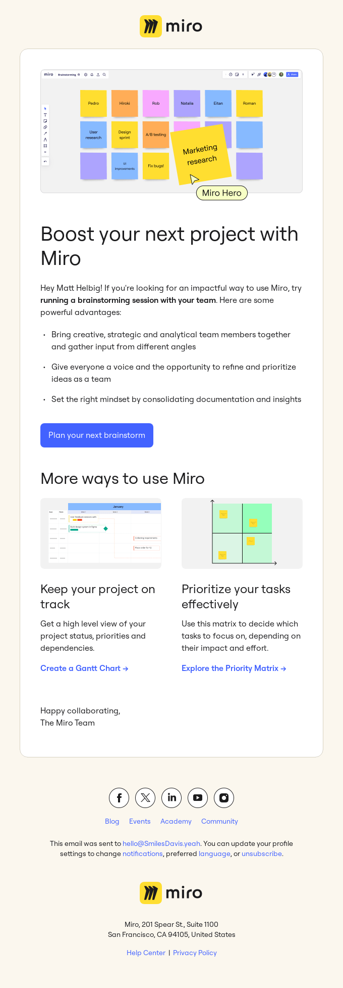 Best customer loyalty software Miro email