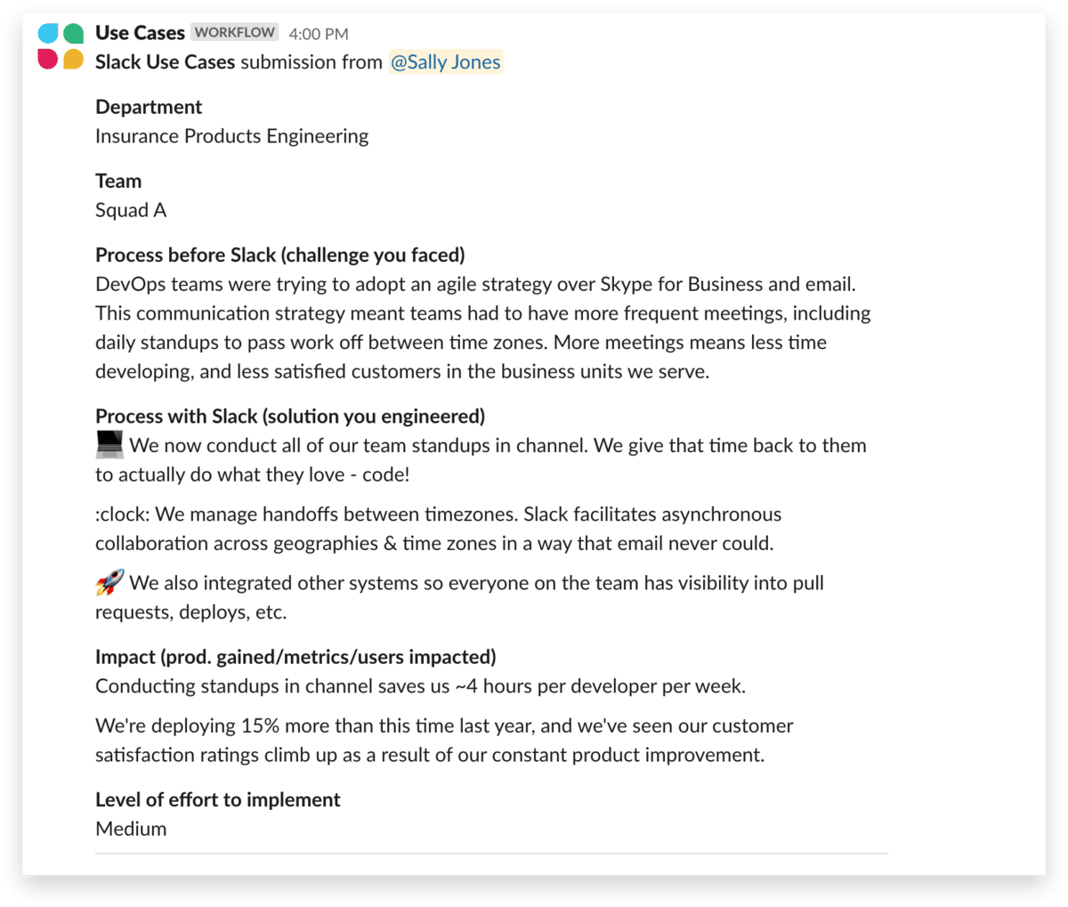 Brand identity Slack sales example