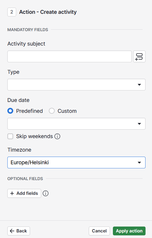 CRM automation Pipedrive workflow trigger