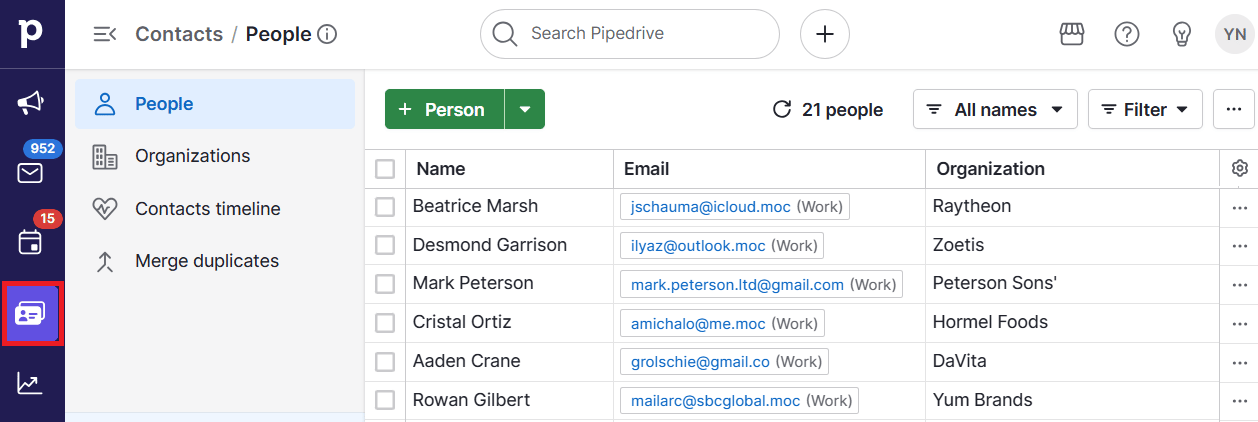 CRM conference Pipedrive contact information