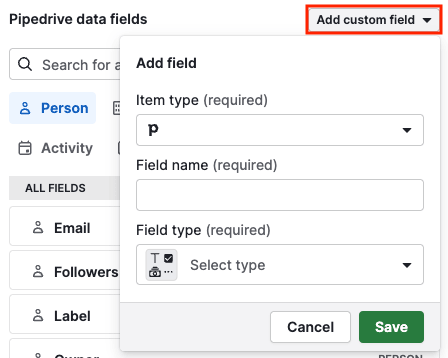 CRM data migration Pipedrive data fields