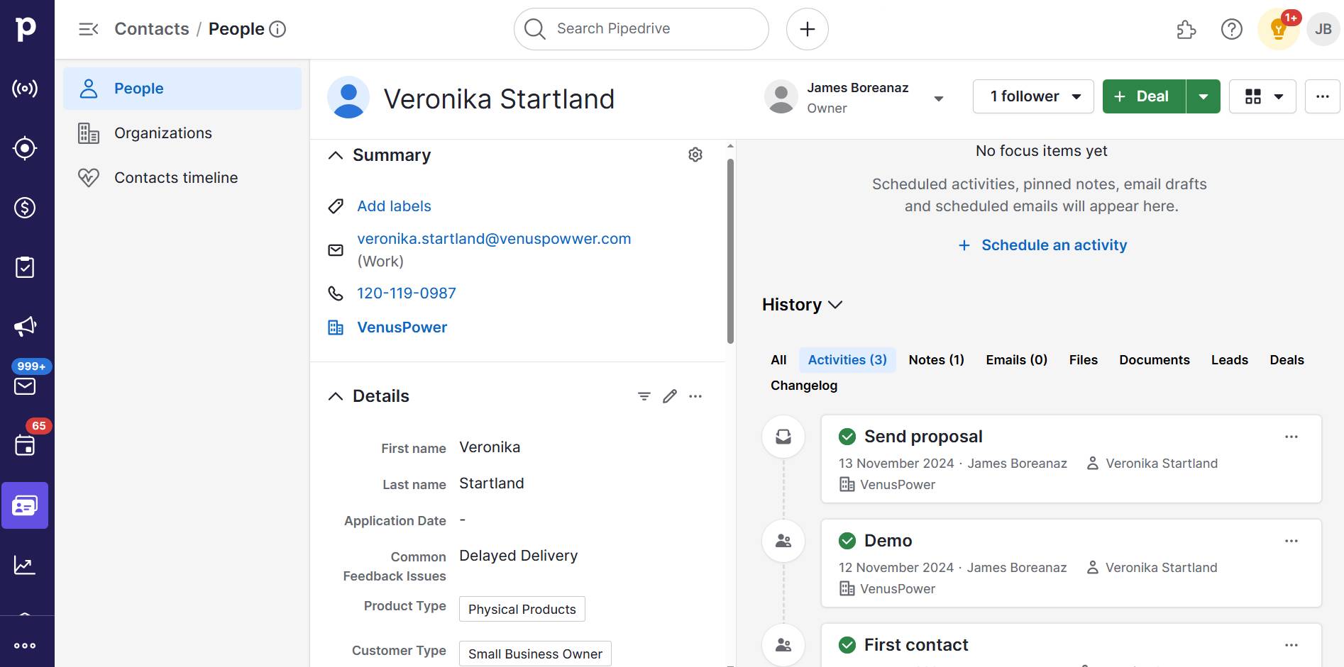 CRM distributors Pipedrive contacts