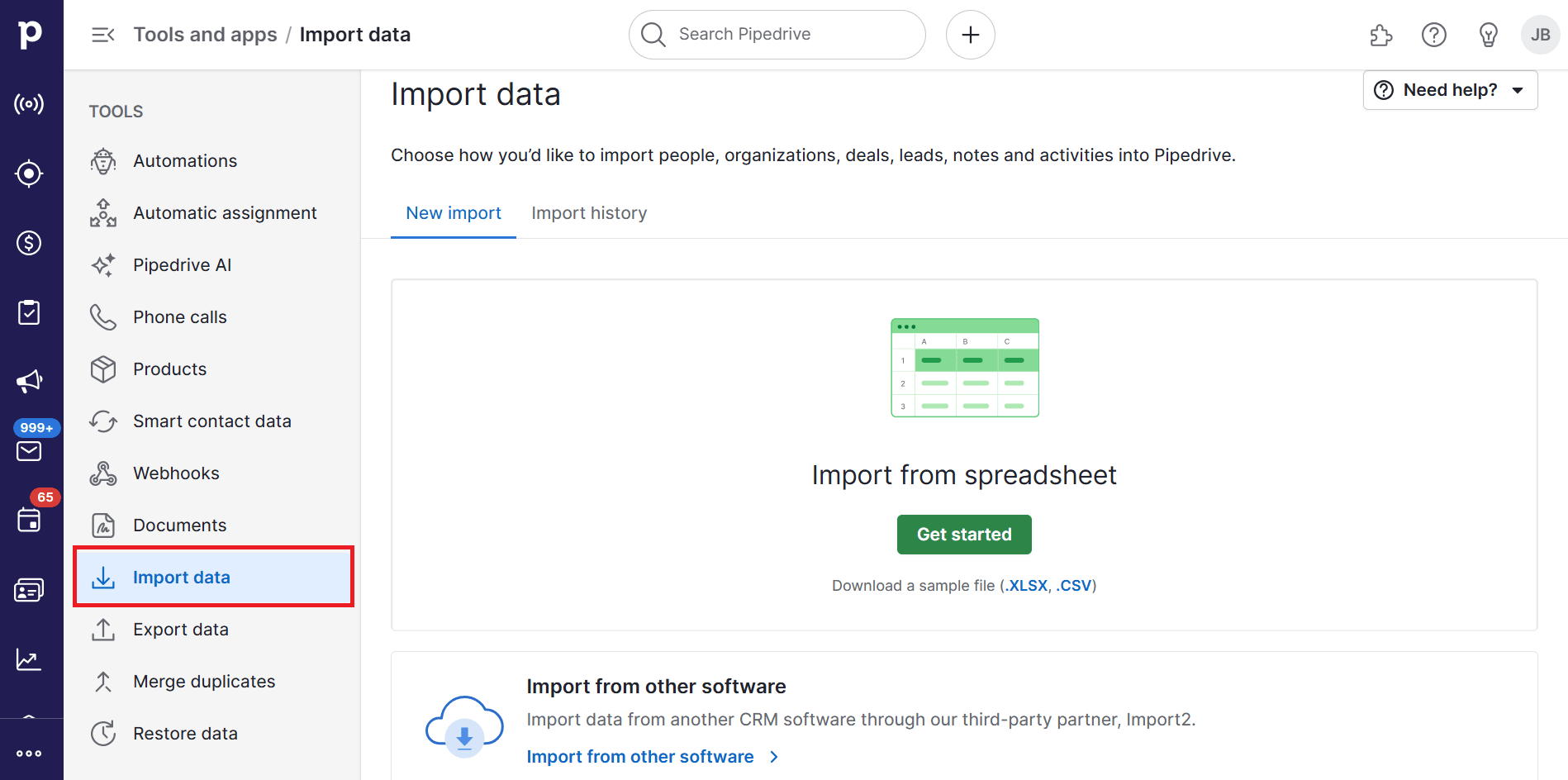  CRM distributors Pipedrive data import
