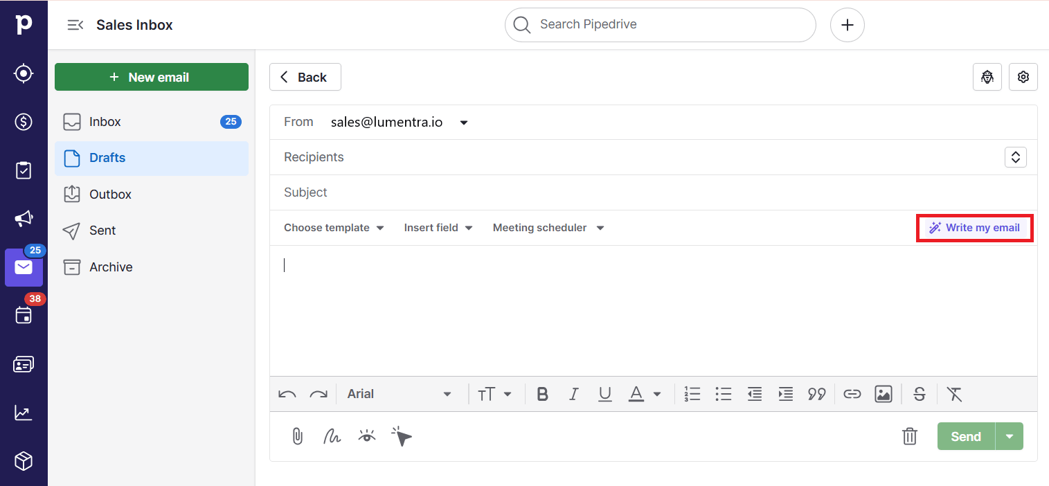 CRM for Gmail email writer