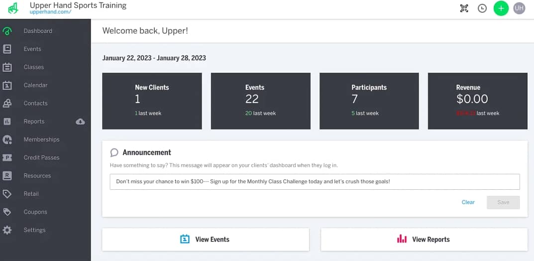 CRM for Sports Club Upper Hand