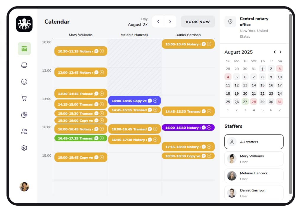 CRM for notaries EasyWeek UI
