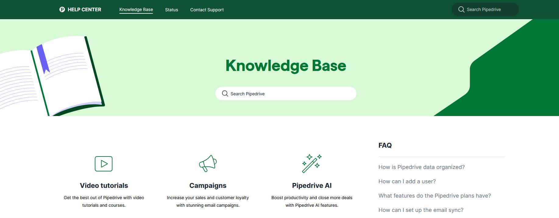 CRM for startups Pipedrive knowledge base