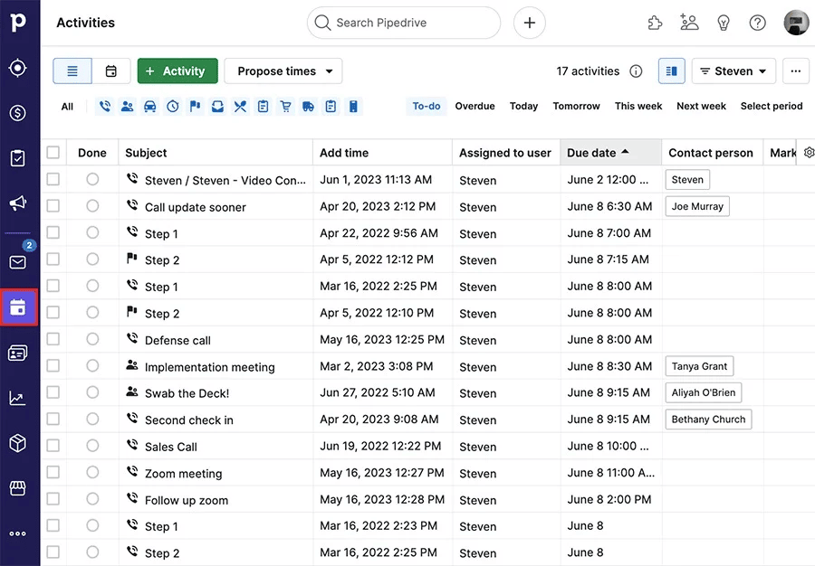  CRM for tourism Pipedrive activities