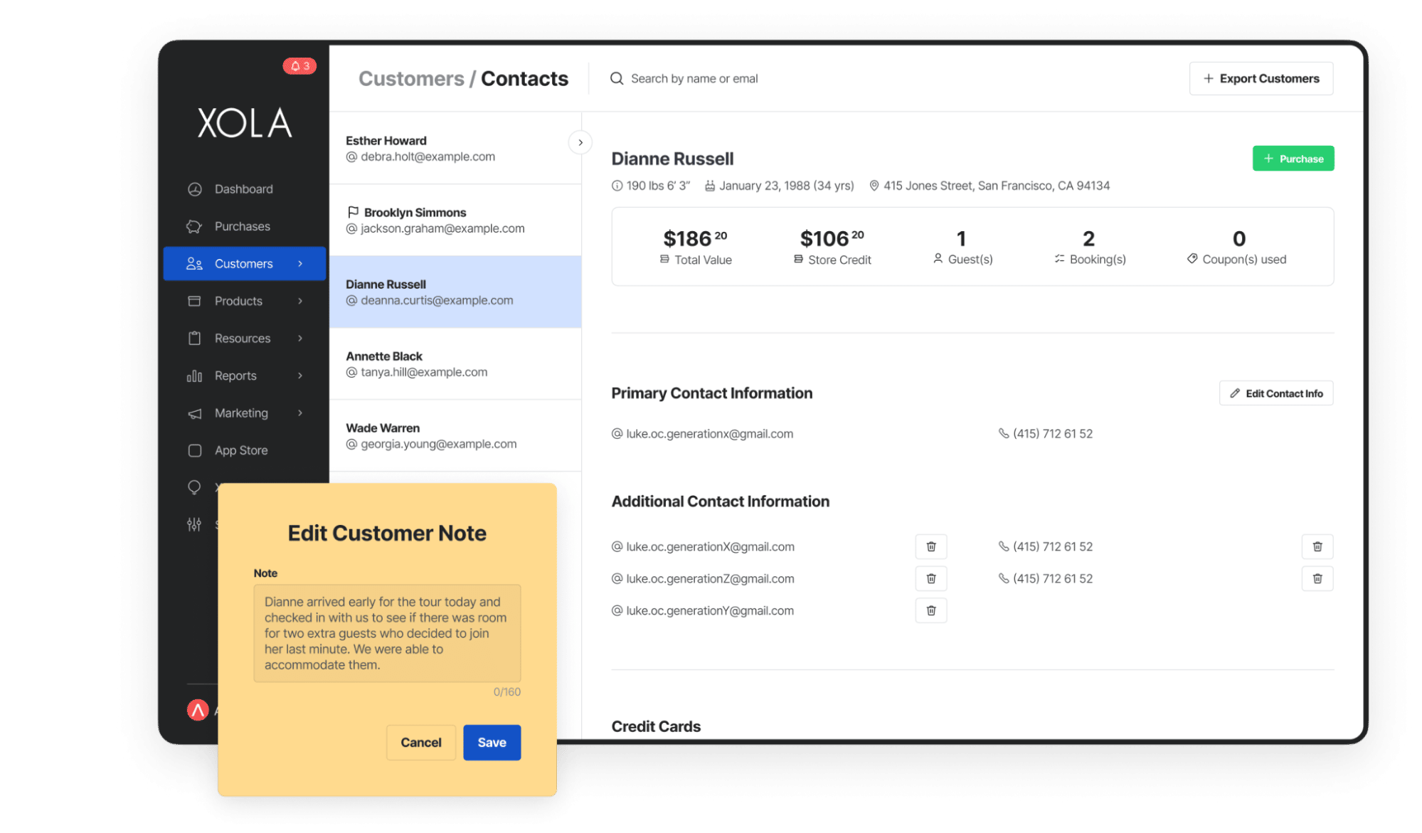 CRM for tourism Xola customer dashboard