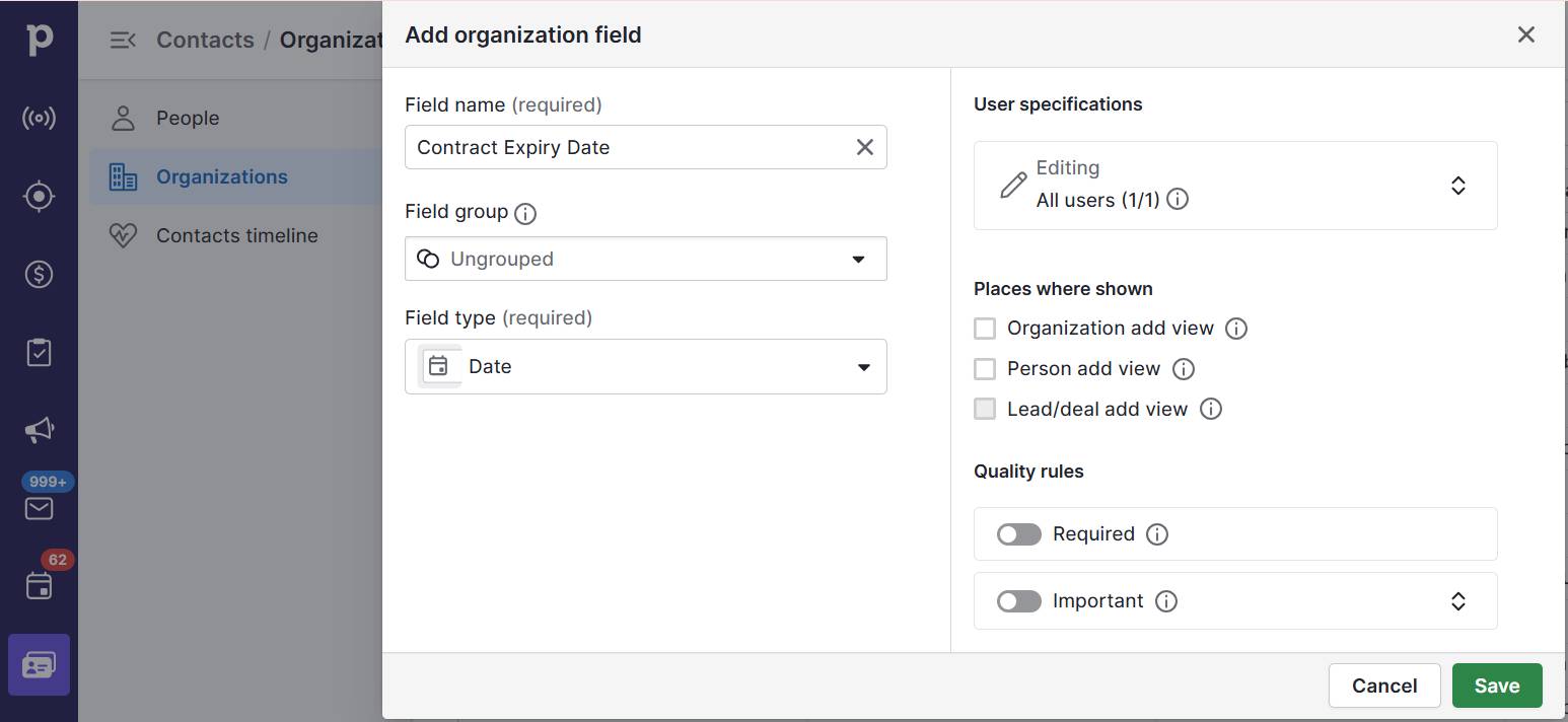 CRM in supply chain management Pipedrive custom fields