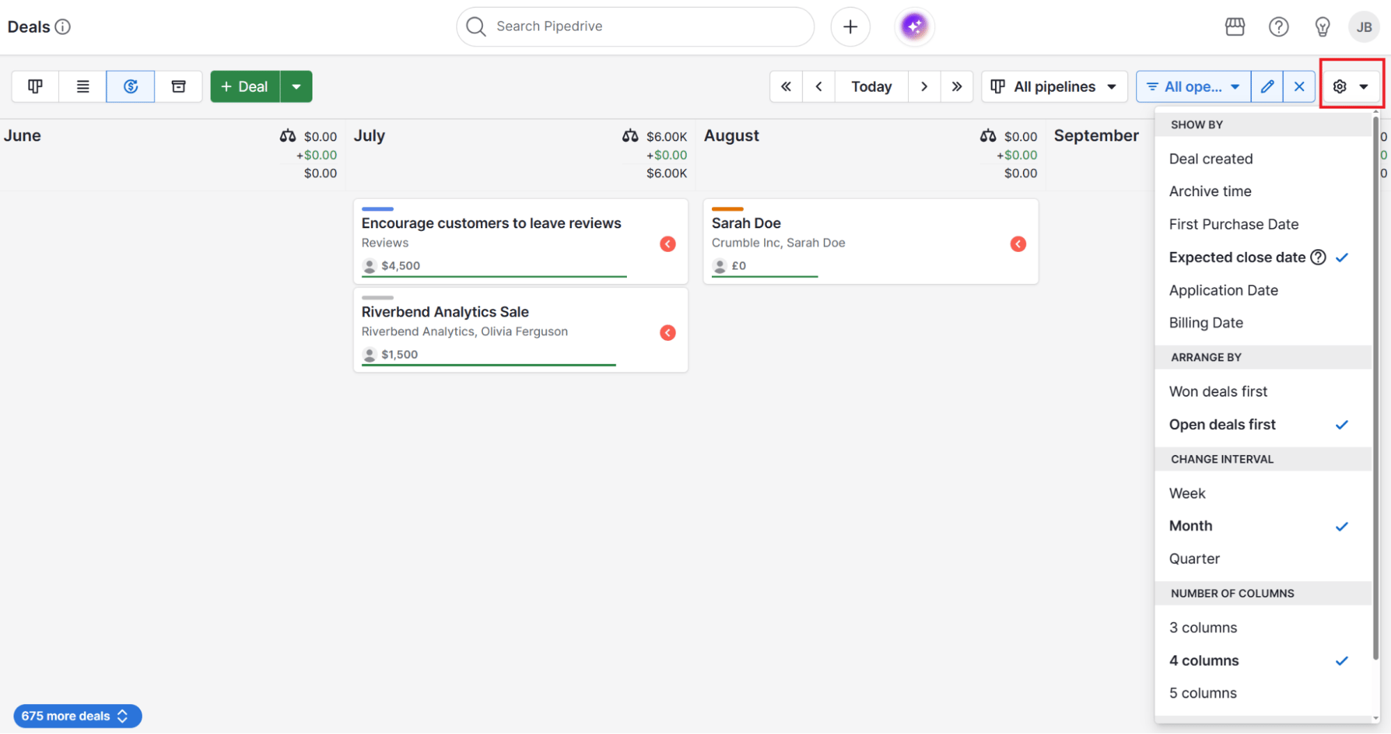 CRM in supply chain management Pipedrive expected close date