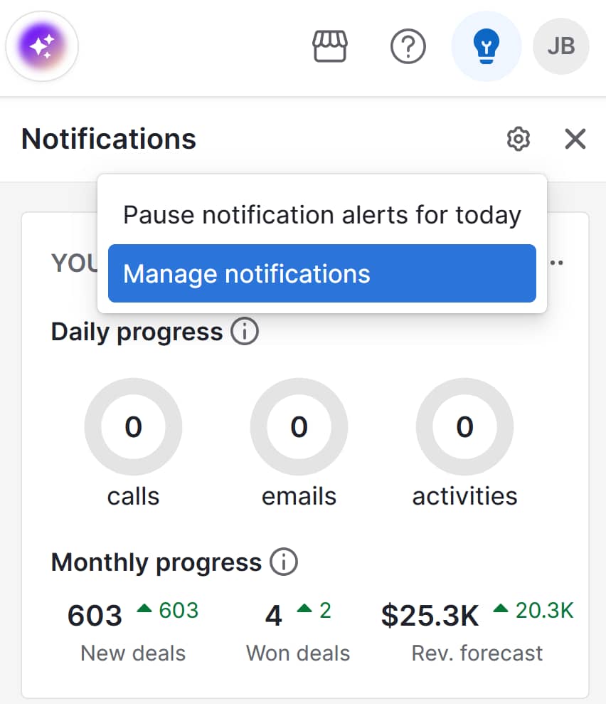 CRM in supply chain management Pipedrive notifications