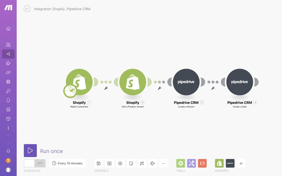 CRM integration services Pipedrive Shopify integration