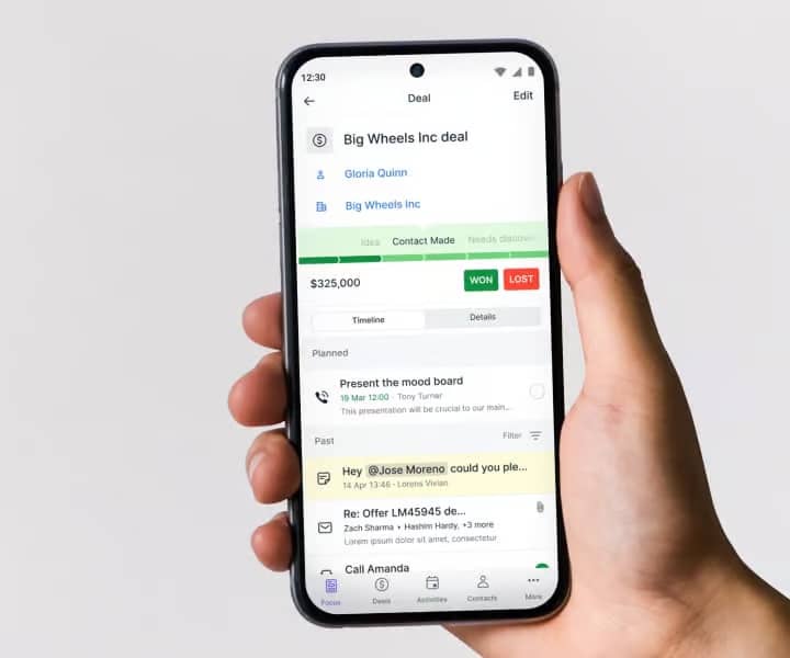 CRM productivity Pipedrive mobile app