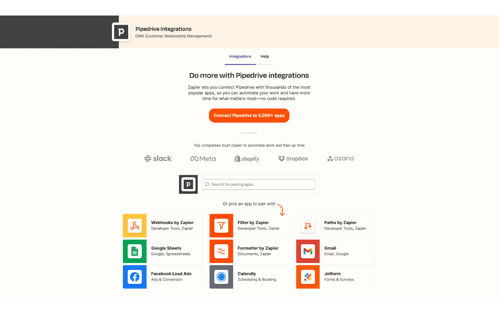 CRM social media management Pipedrive Zapier integration