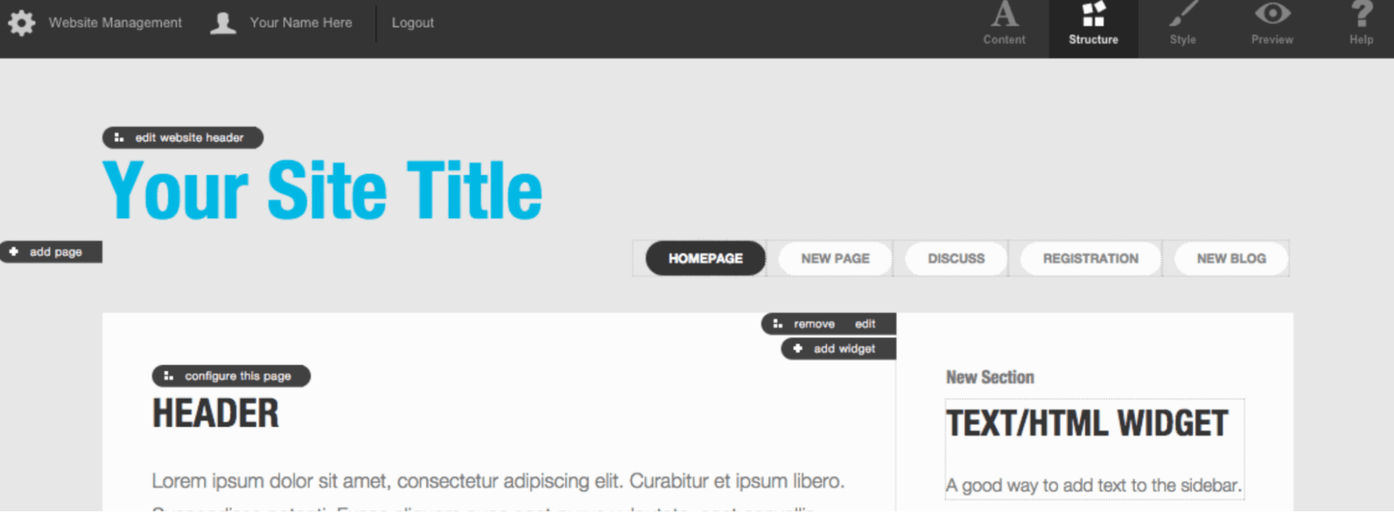 CRM vs. CMS Squarespace page editor