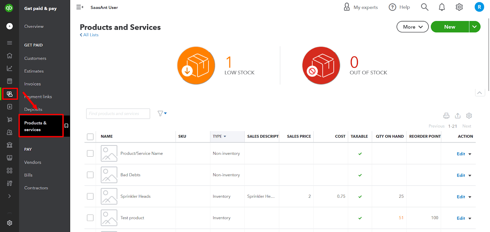 Category management tools QuickBooks Commerce 