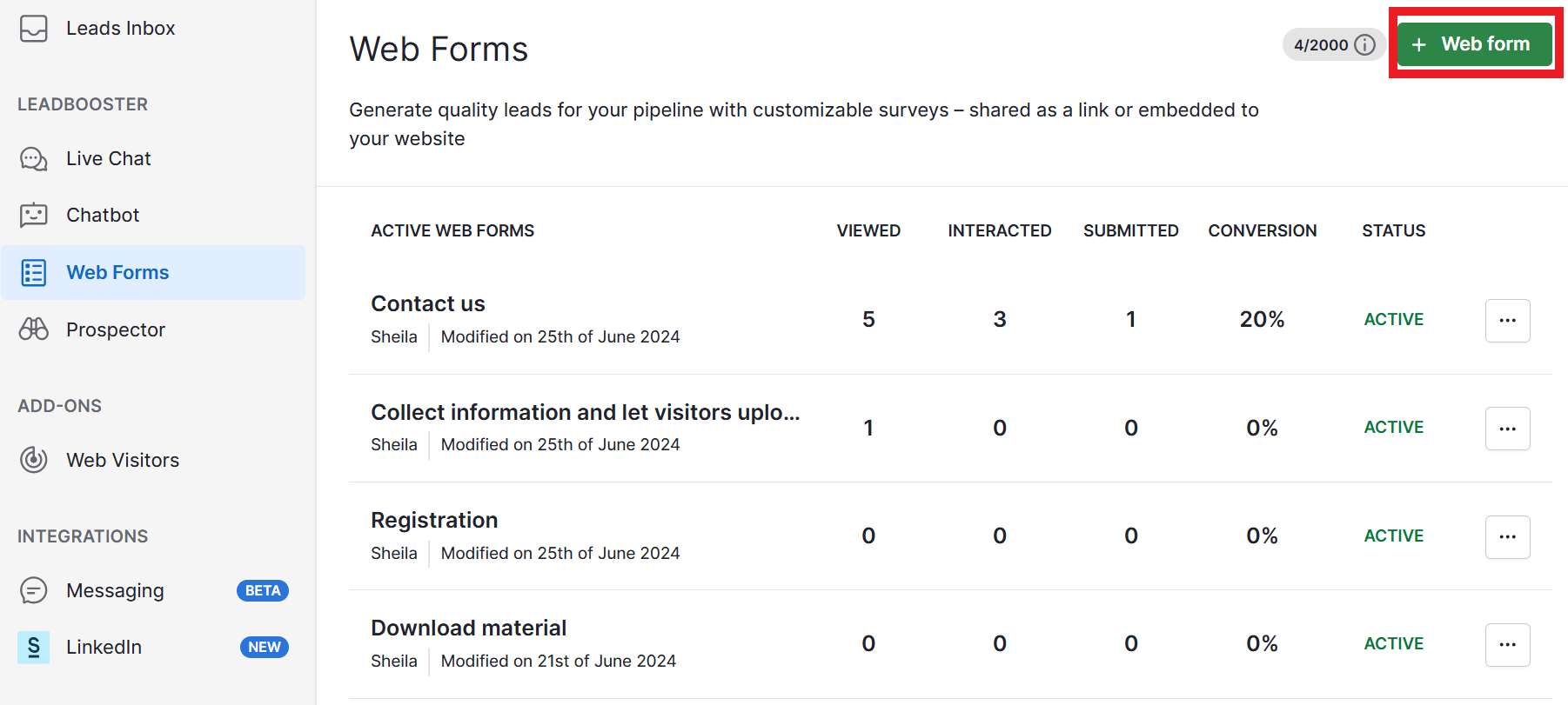 Channel partner Pipedrive Web Forms