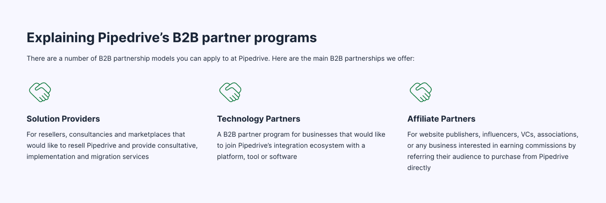 Channel sales Pipedrive Partner program partner types