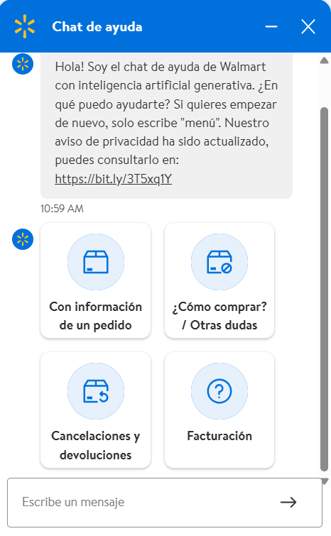 Chatbots en Marketing Walmart Mexico            