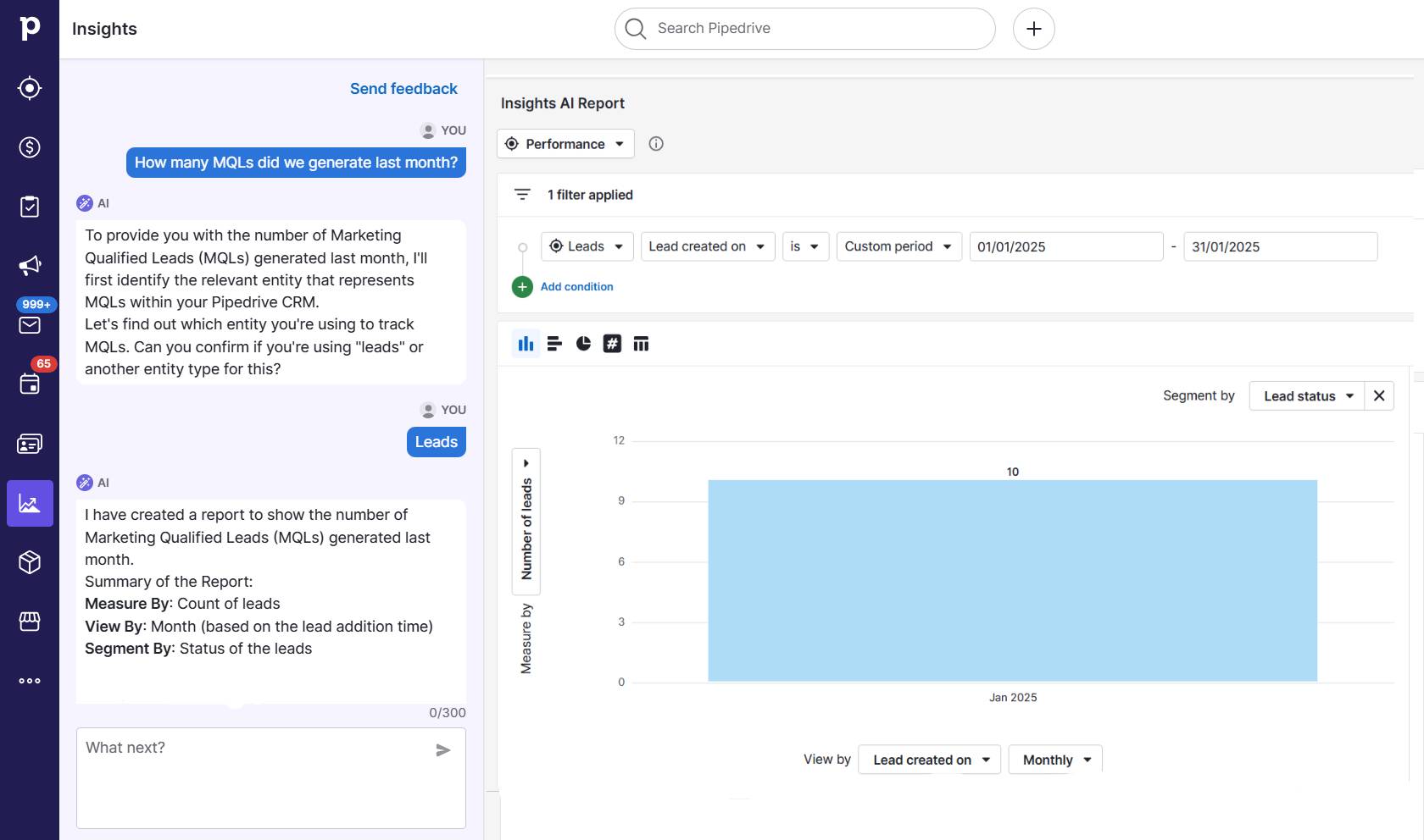 Client reporting Pipedrive AI report generator